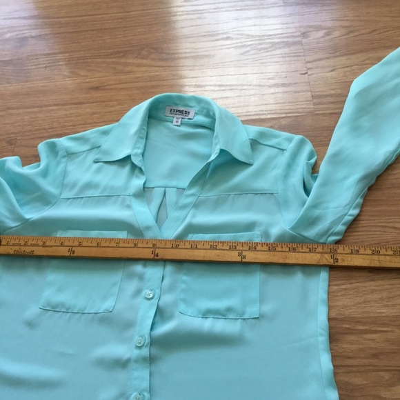 Express Mint Green The Portofino Shirt Long Sleeves EUC - Picture 8 of 11